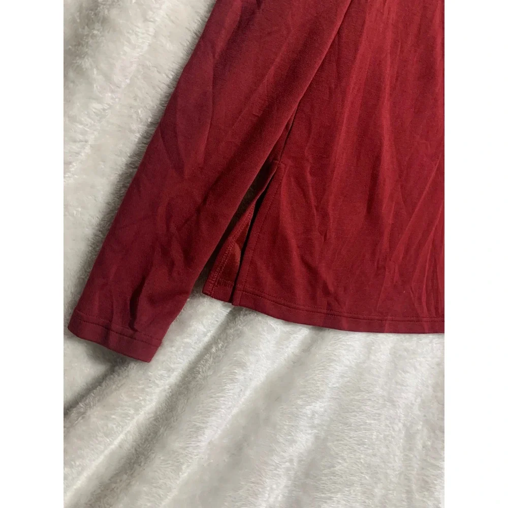 Emerson Lang Burgundy Red Off The Shoulder Long Sleeve Top Kids Large